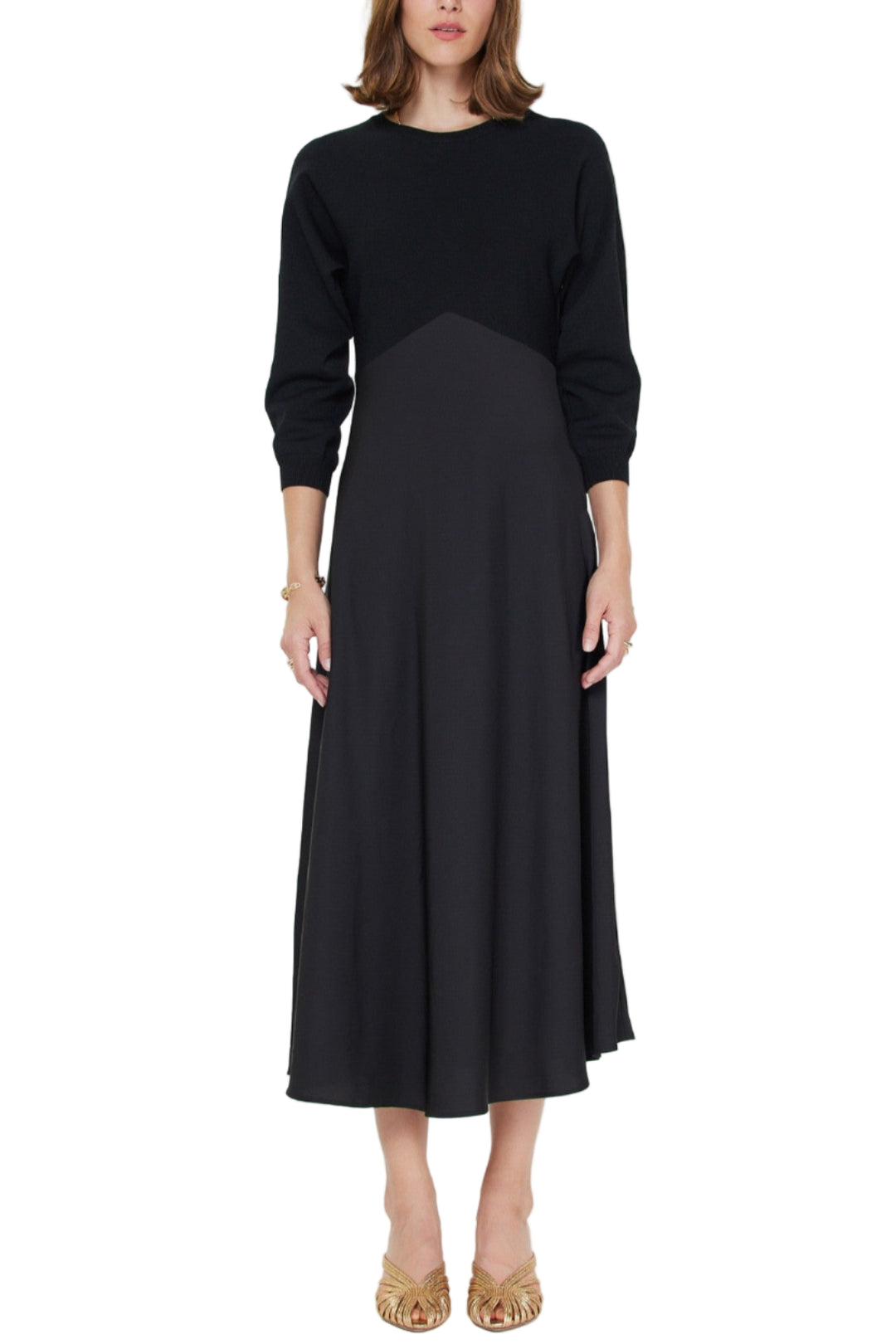 Sweater Mixed Media Midi Dress