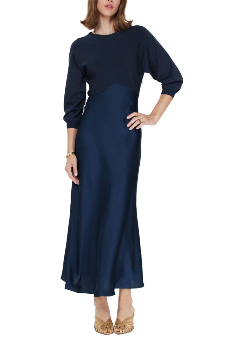Sweater Mixed Media Midi Dress