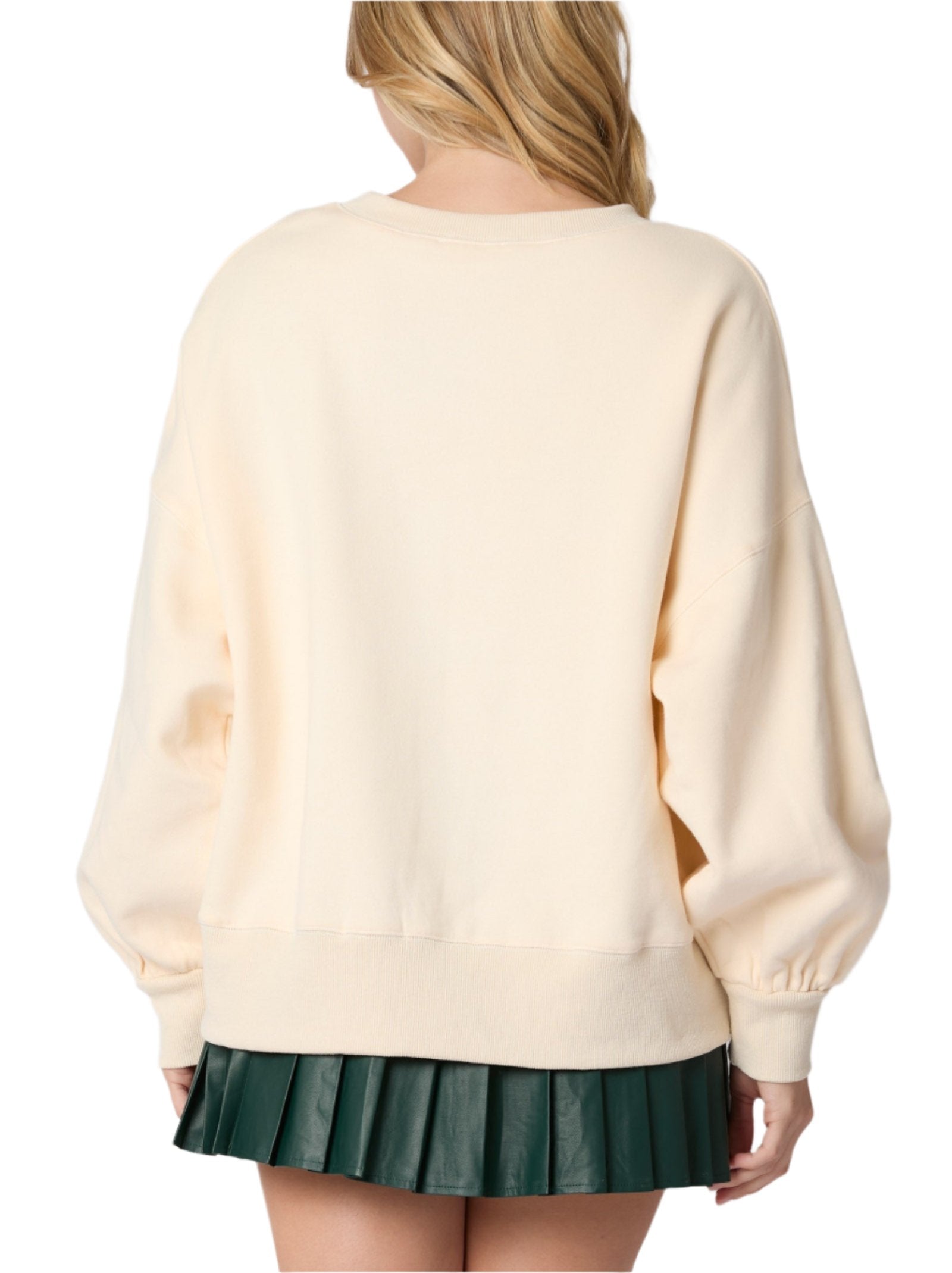 Ornaments Embellished Oversized Fleece Sweatshirts