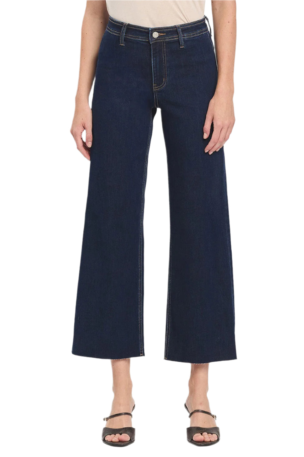 Unleash your inner fashionista with the Olivia Crop Wide Leg Jean! Featuring a high rise and clean cut raw hem, these trendy jeans are perfect for any stylish ensemble