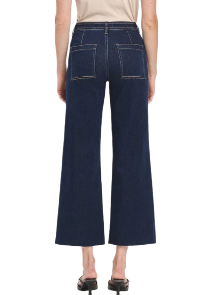 Unleash your inner fashionista with the Olivia Crop Wide Leg Jean! Featuring a high rise and clean cut raw hem, these trendy jeans are perfect for any stylish ensemble