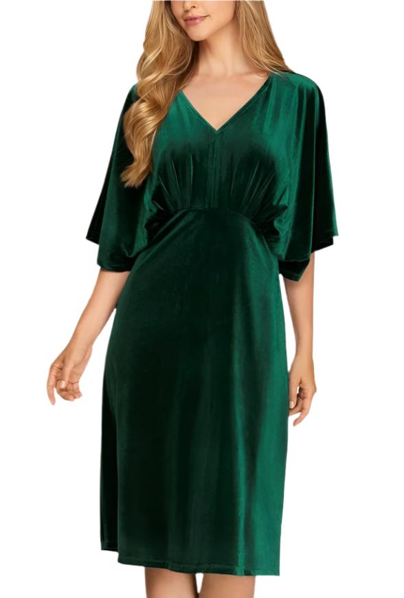 Maya Kimono Sleeve Velvet Midi Dress