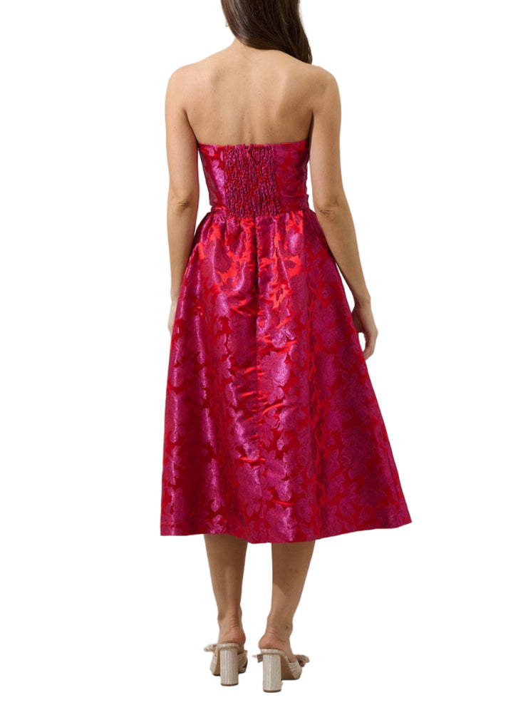 Duson Floral Bellar Strapless Midi Dress