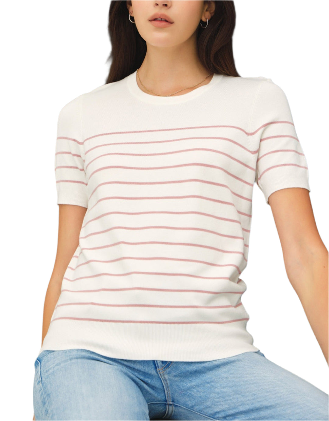 Beverly Striped Short Sleeve Sweater