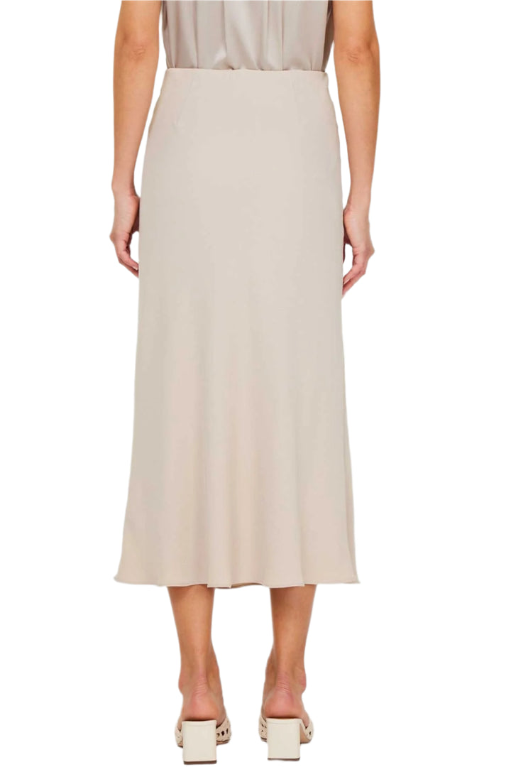 Elasticized Waist Bias Midi Skirt