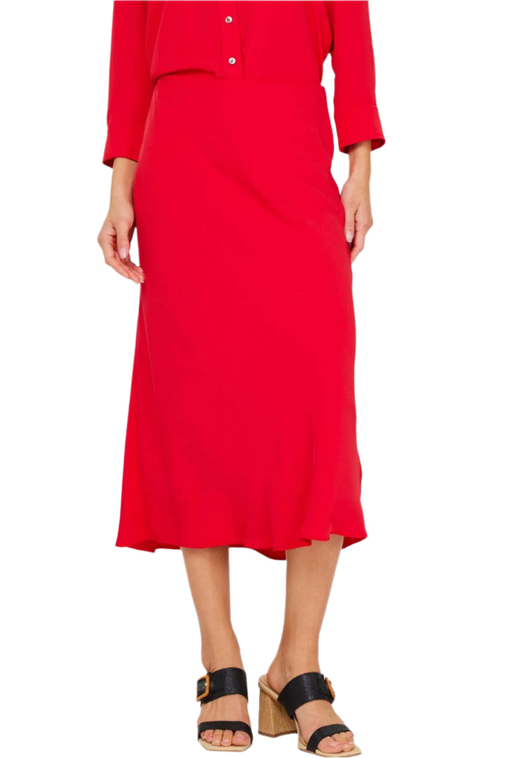 Elasticized Waist Bias Midi Skirt