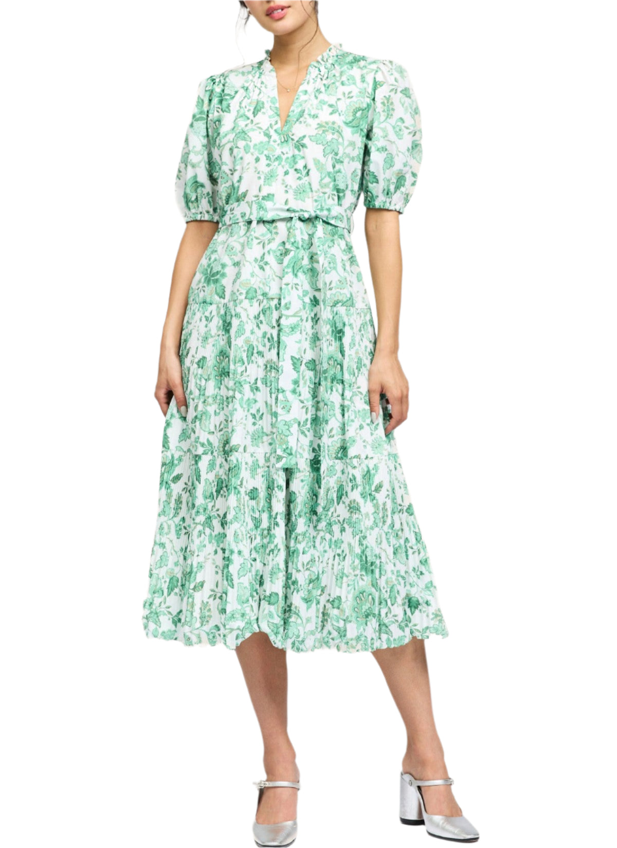 Jane Floral Pleated Midi Dress