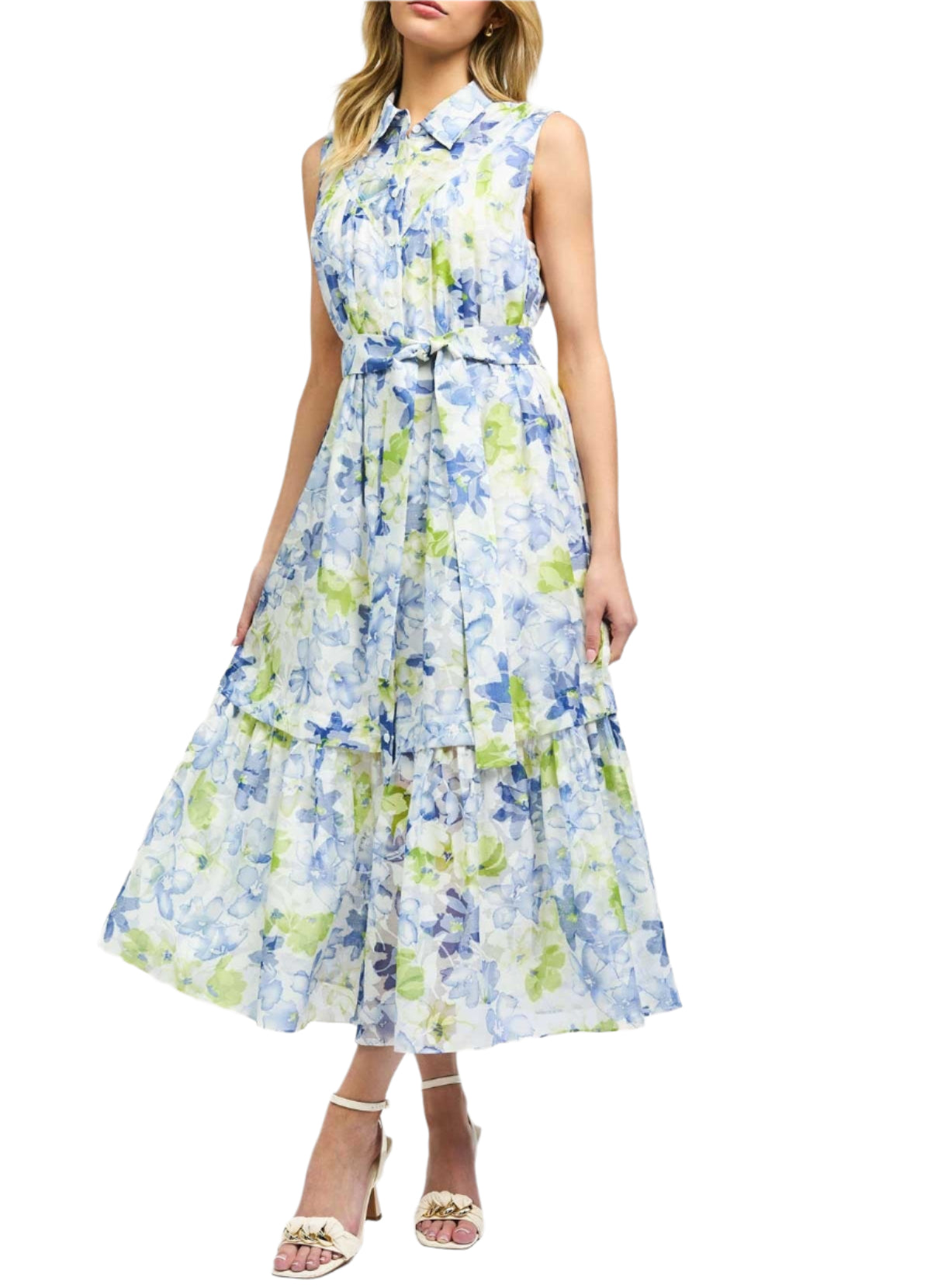 Gabby Floral Button Down Midi Dress 