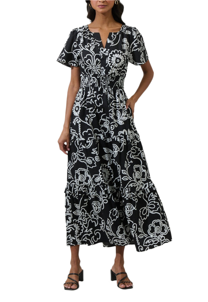 Haylie Floral Palmer Poplin Tiered Maxi Dress
