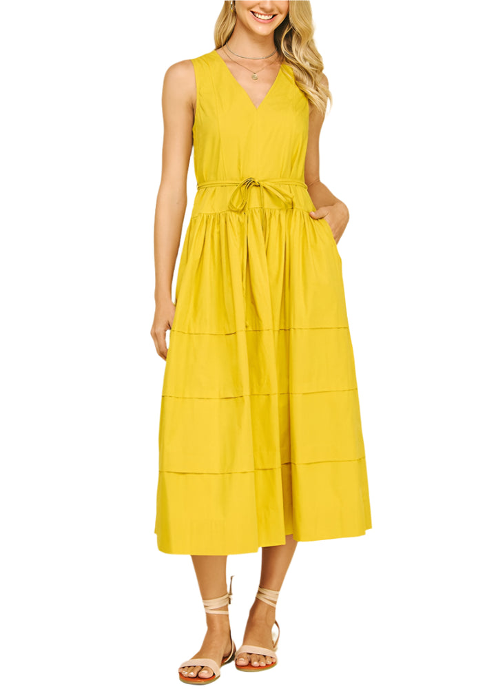 Chloe V-neck Tiered Midi Dress