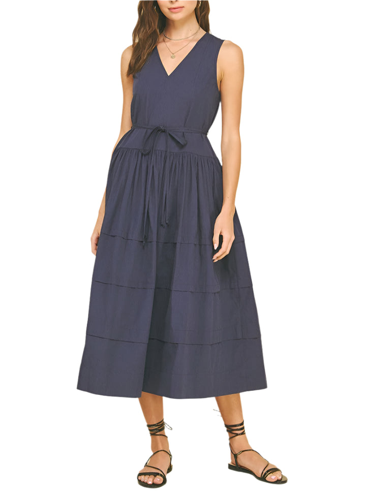 Chloe V-neck Tiered Midi Dress