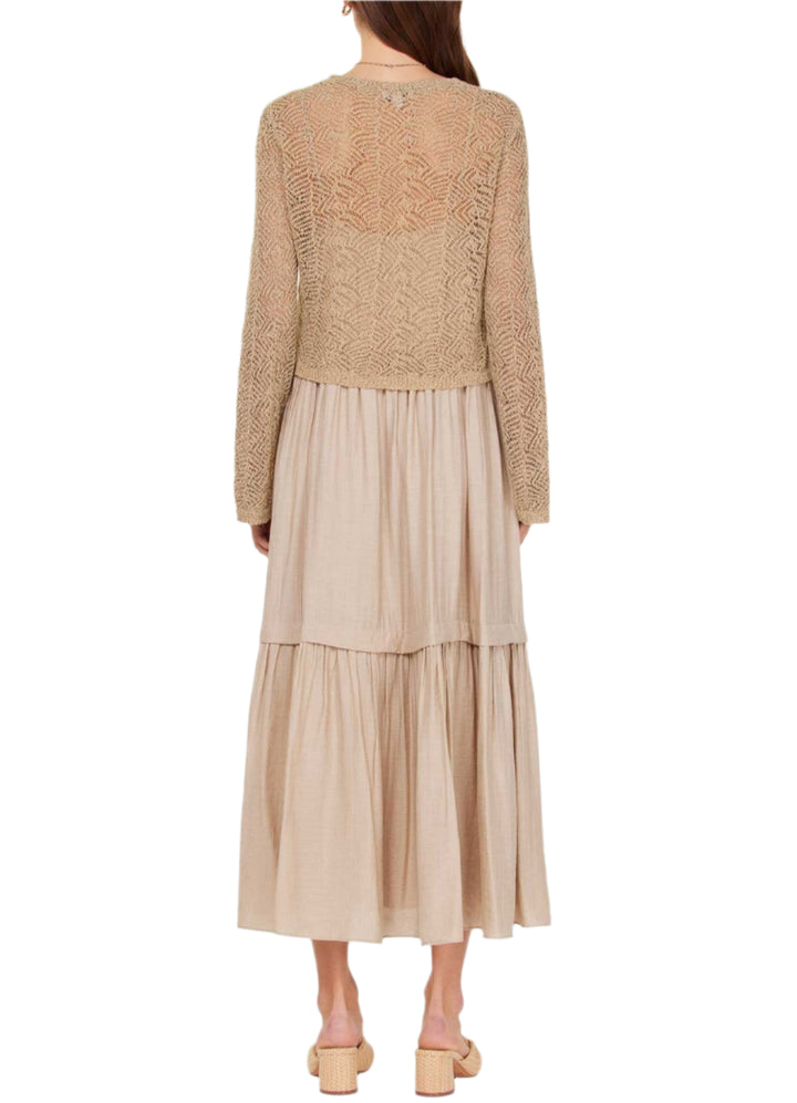 Get the best of both worlds with the Layla Sweater &amp; Tiered Midi Dress! Stay cozy and stylish with this unique piece that combines a sweater top and a flowy midi dress.&nbsp;