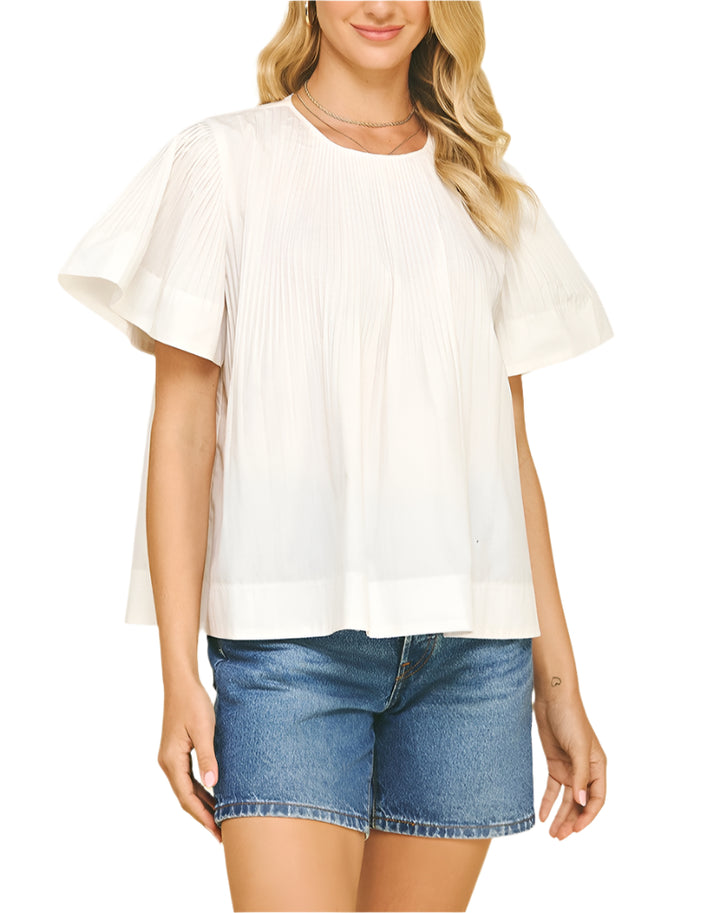 Pleated Detail Short Sleeve Top
