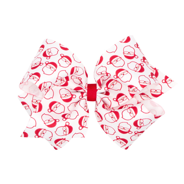 Santa Print Grosgrain Hair Bow by Wee Ones