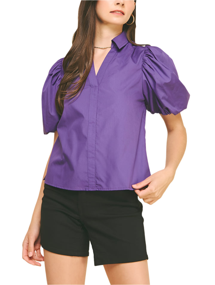 Bubble Sleeve Blouse Top
