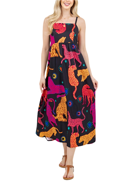 Unleash your wild side with our Lainey Leopard Midi Dress! This fierce and fun dress features a playful leopard print that will make you stand out from the crowd.