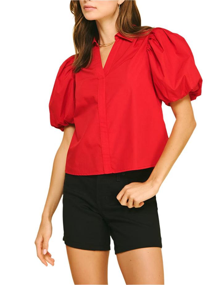 Bubble Sleeve Blouse Top