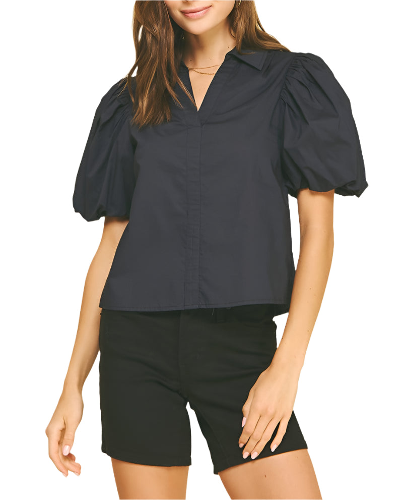 Bubble Sleeve Blouse Top