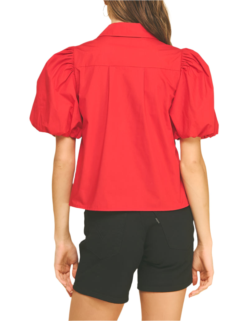 Bubble Sleeve Blouse Top