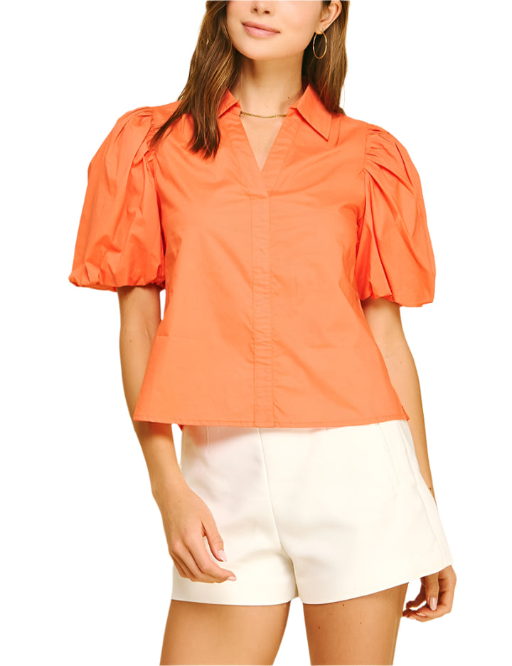 Bubble Sleeve Blouse Top