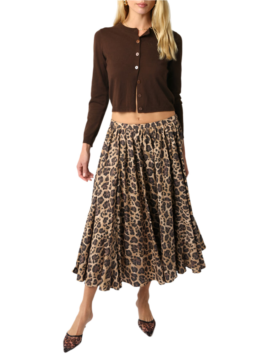Daisy Leopard Midi Skirt