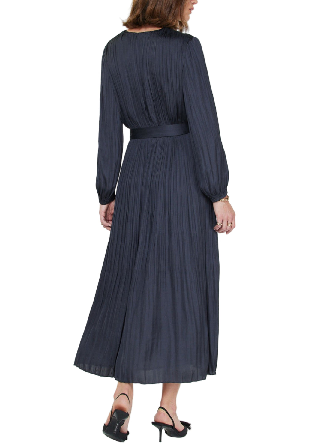 Pleated Long Sleeve Midi Dress
