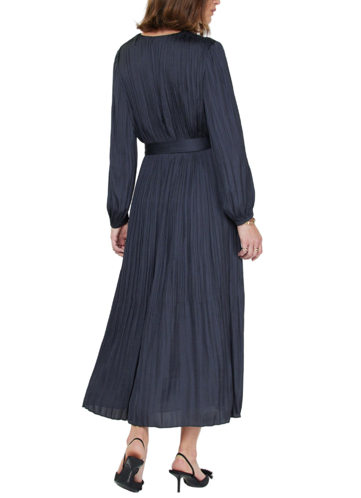 Pleated Long Sleeve Midi Dress