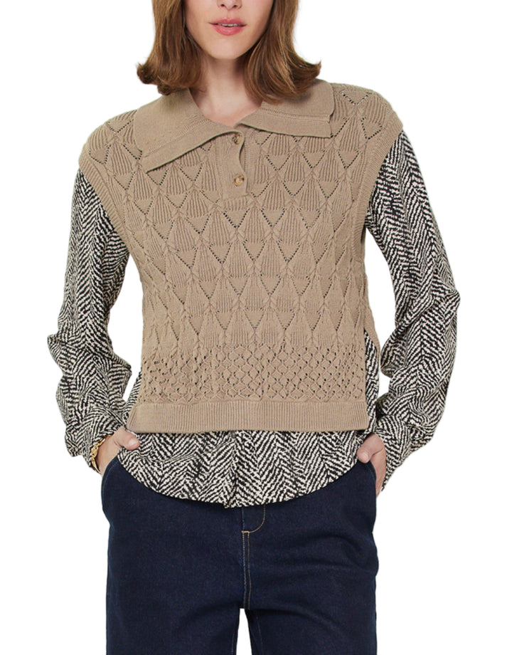 Zebra Printed Woven Sweater
