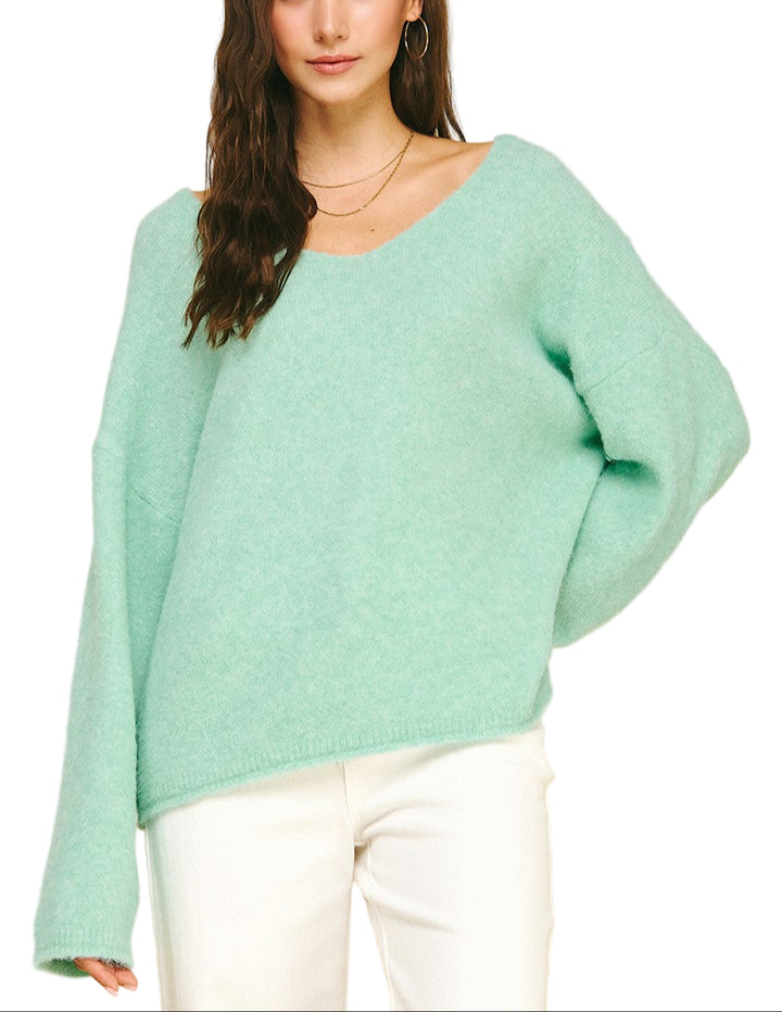 The perfect v-neck sweater for a cool day.