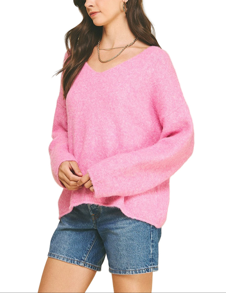 The perfect v-neck sweater for a cool day.