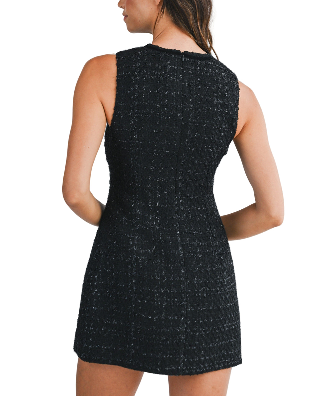 Elevate your style with this textured tweed mini dress, featuring a charming jewel bow detail that adds a pop of sparkle. Its playful silhouette pairs perfectly with a day out or a night on the town, making it your go-to for effortless chic. The rich fabric and eye-catching embellishment ensure you’ll stand out with fun, flirty flair wherever you go.