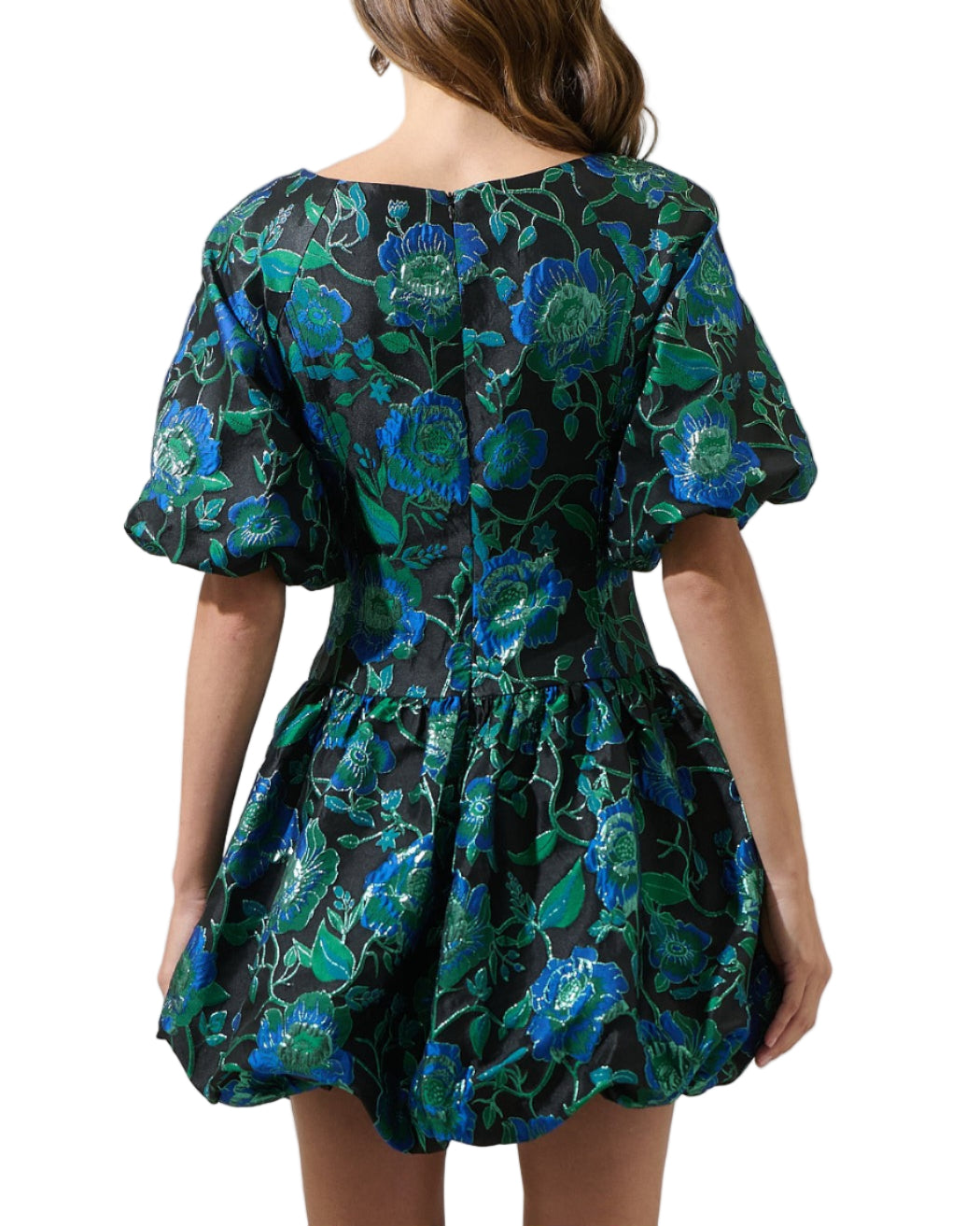 Trixy Jacquard Elisah Floral Bubble Mini Dress