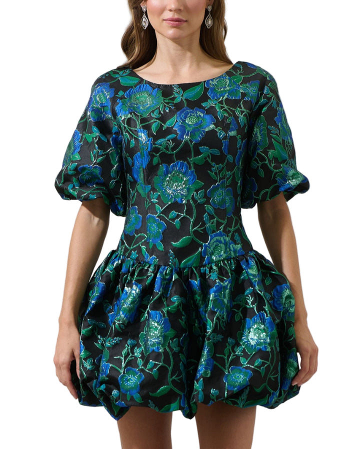 Trixy Jacquard Elisah Floral Bubble Mini Dress