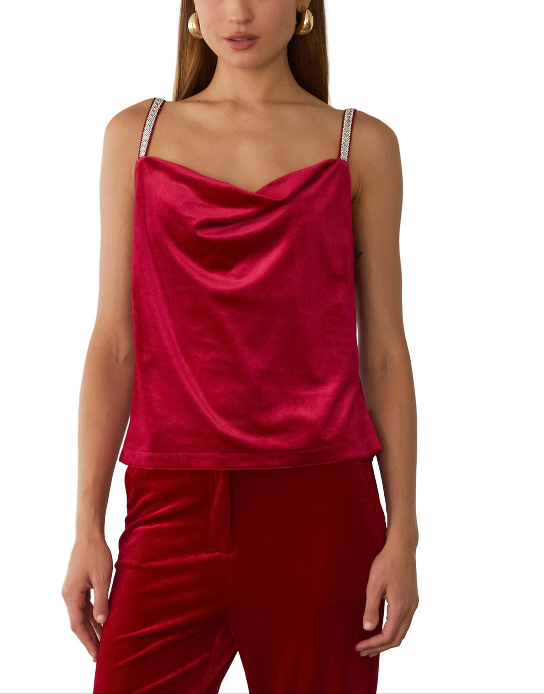 Turn up the glam with this stunning velvet camisole.