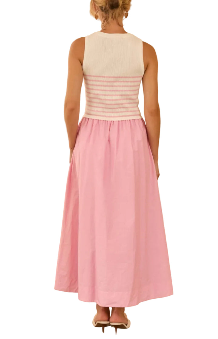 Sleeveless Mixed Media Midi Dress