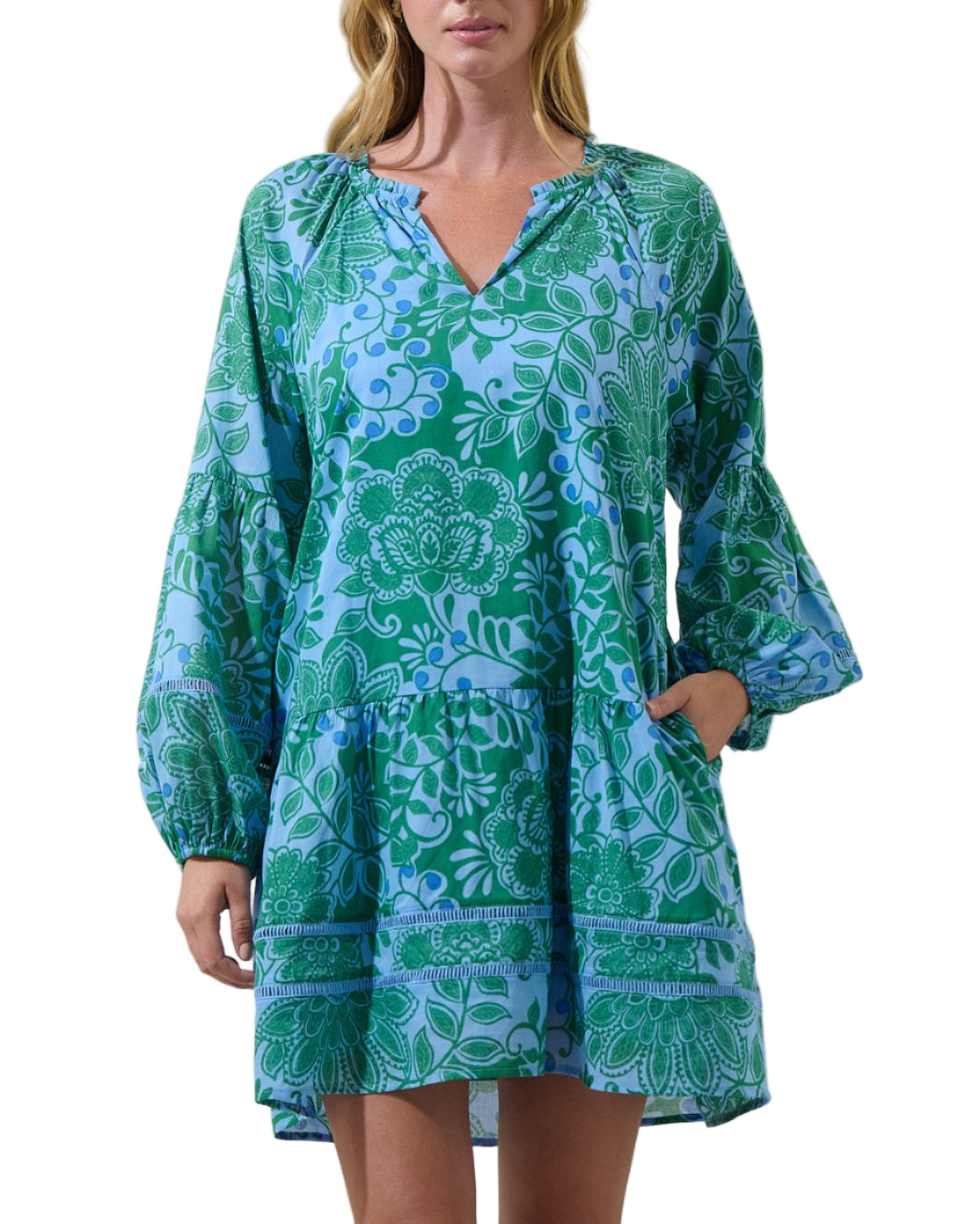 Tressa Floral Ivonna Shift Mini Dress - Pickering Boxwood
