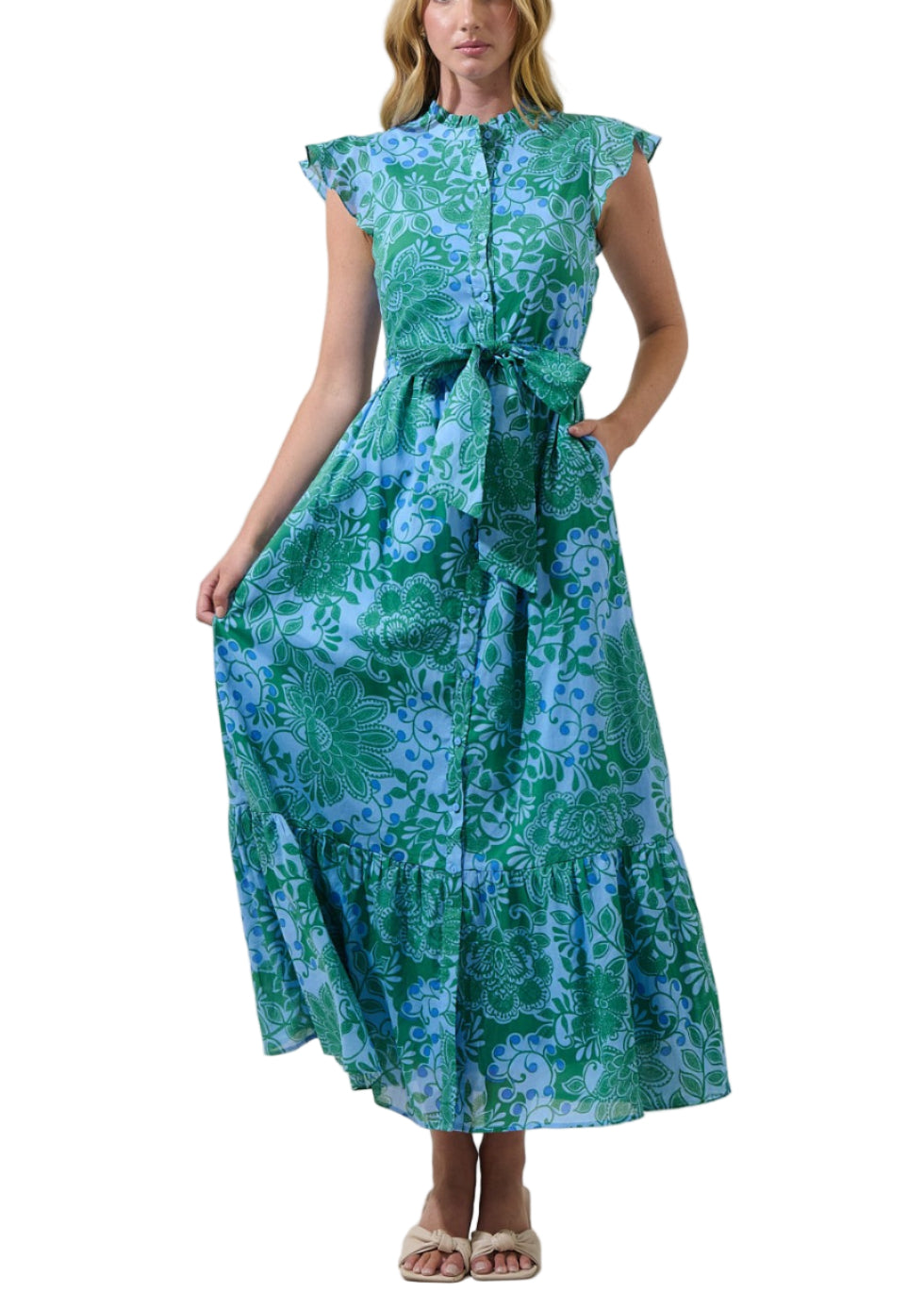 Tressa Floral Riah Button Down Maxi Dress
