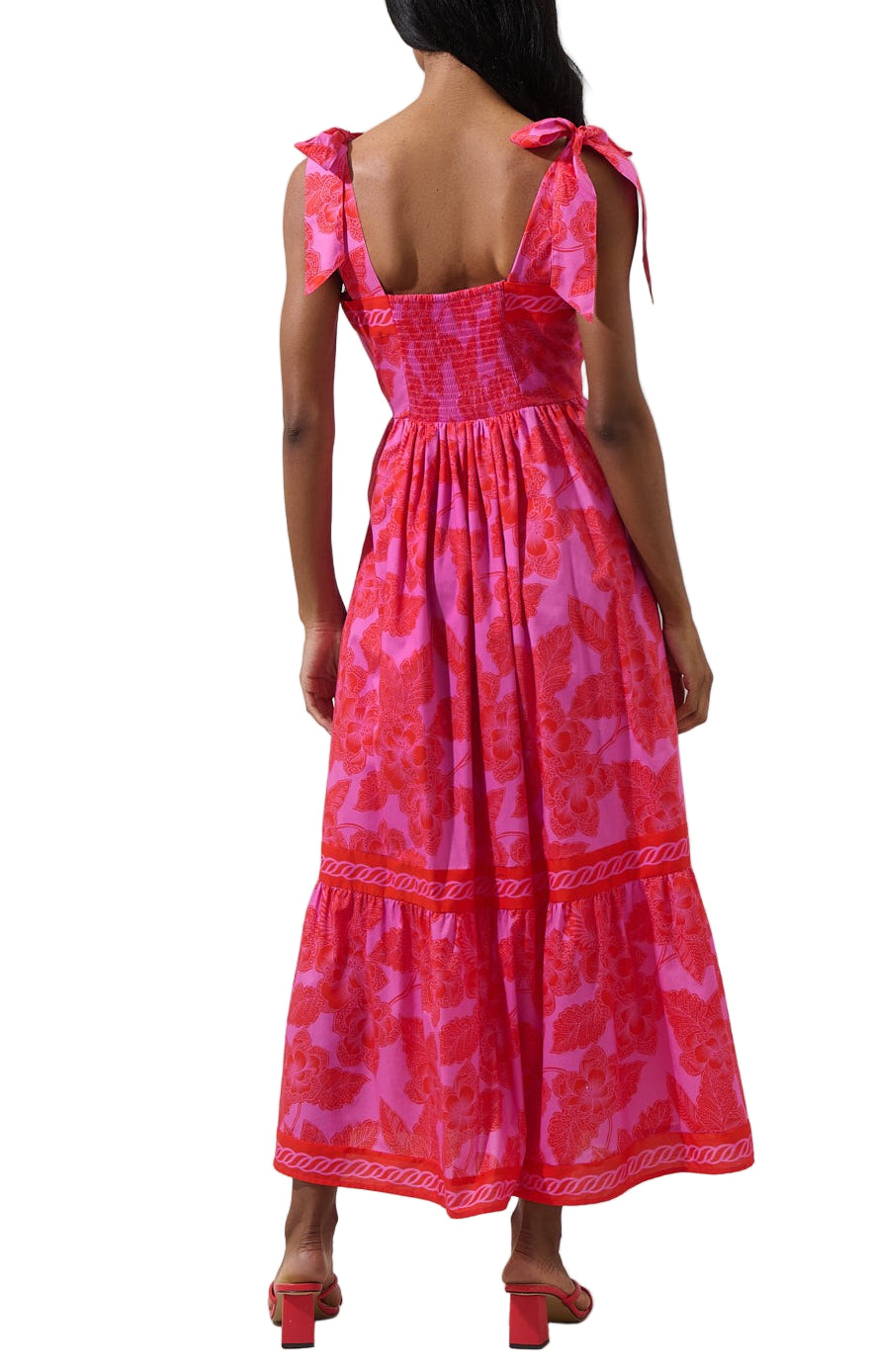 Rency Floral Pime Smocked Maxi Dress - Pickering Boxwood