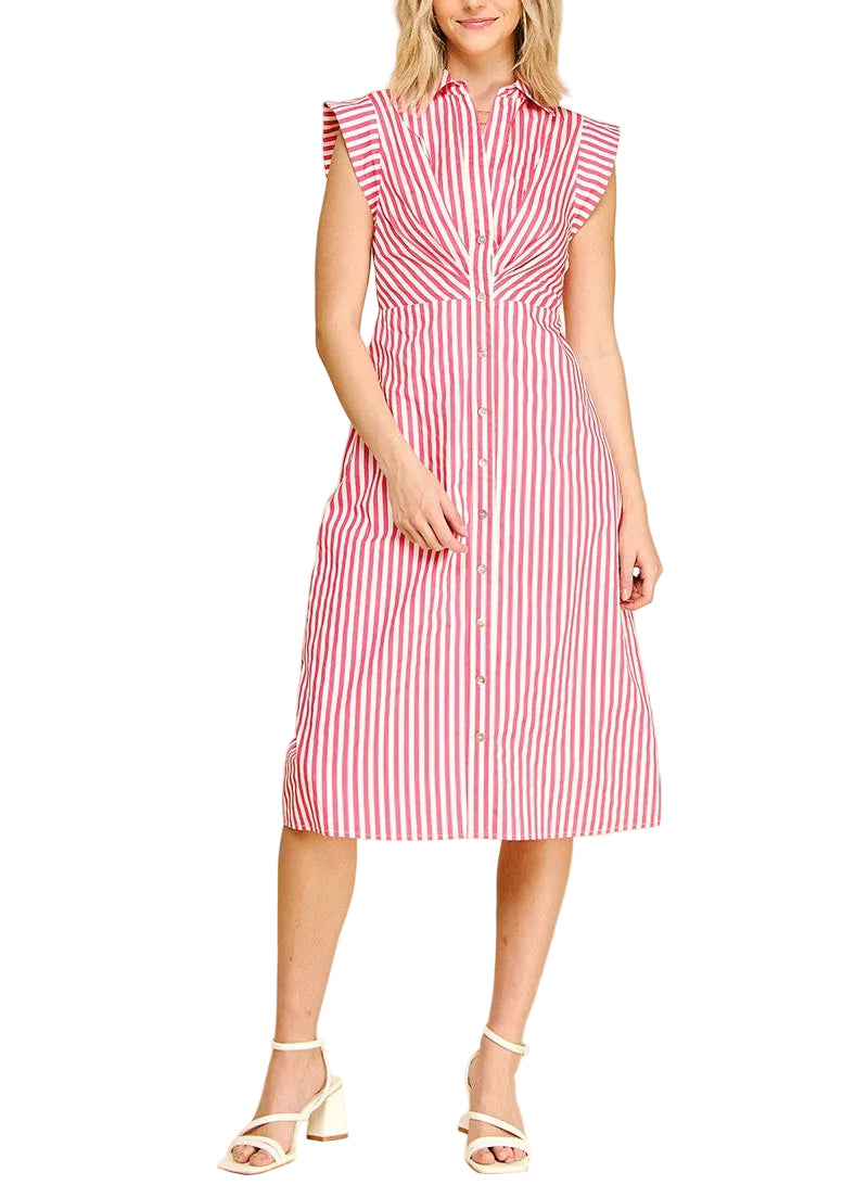 LeAnne Striped Midi Dress - Pickering Boxwood
