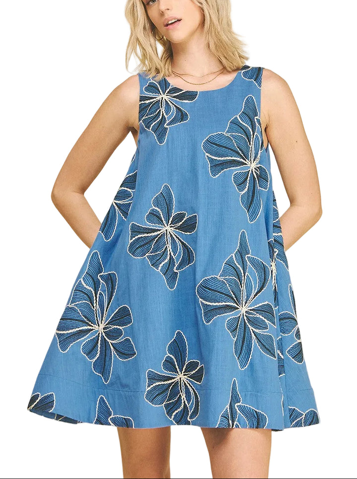 The Marion Floral Embroidered Mini Dress combines timeless elegance with contemporary style. Delicate floral embroidery adorns the bodice and skirt, creating an eye-catching focal point. The classic A-line silhouette flatters all body types while the mini length offers a modern, playful edge perfect for spring and summer occasions. Lightweight fabric ensures all-day comfort, whether you&