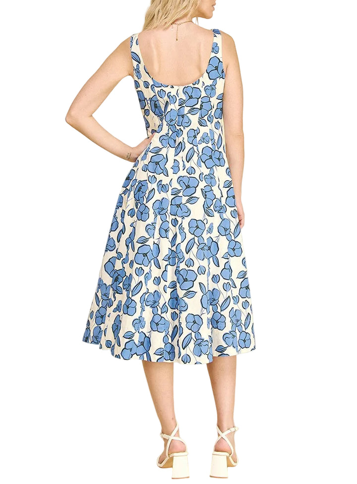 Perfect for garden parties, brunch dates, or casual outings, this midi length offers a sophisticated balance between playful and polished. Soft, breathable fabric ensures all-day comfort, making it an easy go-to for warm weather style.