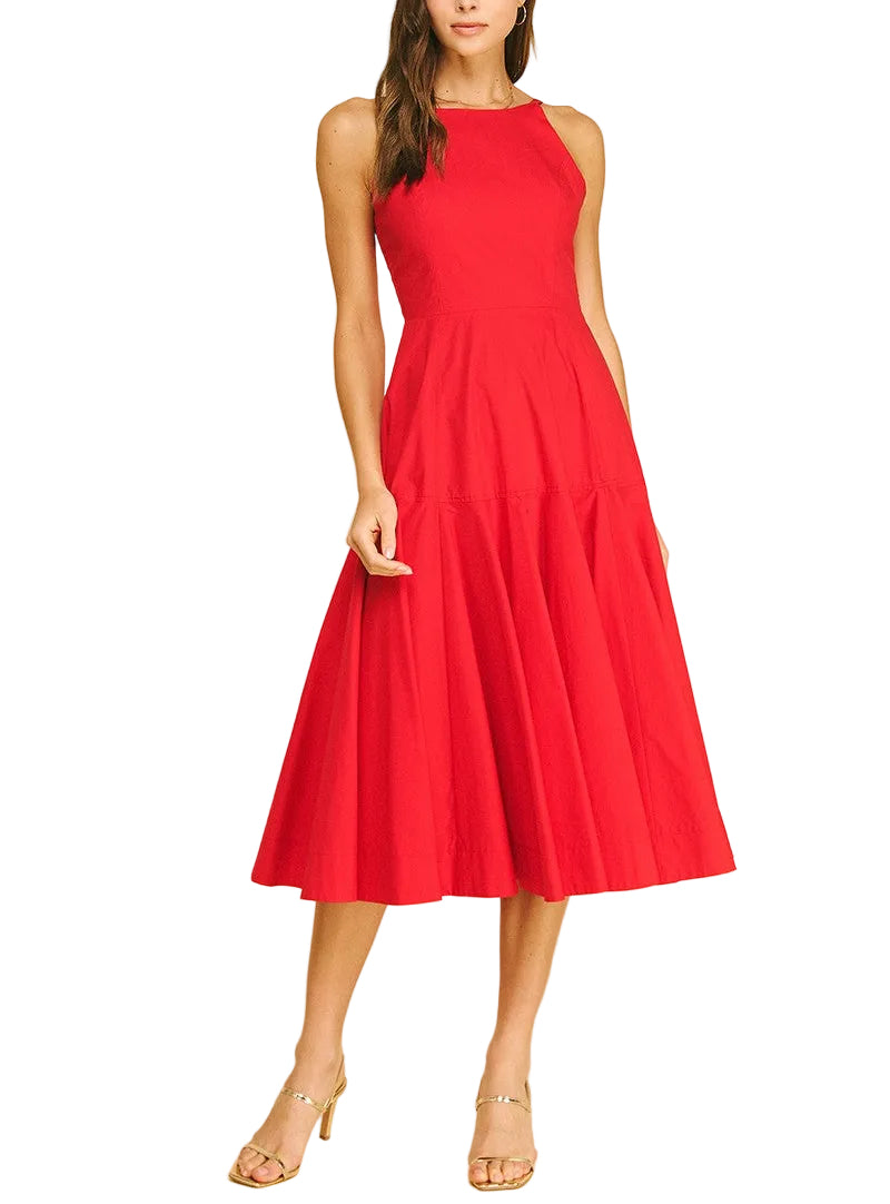 Halter Neck A-line Midi Dress – Pickering Boxwood