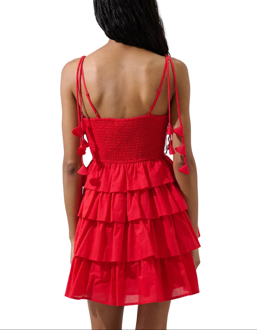 The Wynne Ruffle Tiered Mini Dress brings effortless elegance to your wardrobe. Crafted with cascading ruffled tiers, this mini dress features a flattering silhouette that moves beautifully with you. The rich red hue makes a bold statement, perfect for date nights, parties, or elevated casual occasions. Soft, breathable fabric ensures all-day comfort, while the tiered design adds romantic dimension and visual interest. A versatile piece that pairs seamlessly with heels, sneakers, or boots.
