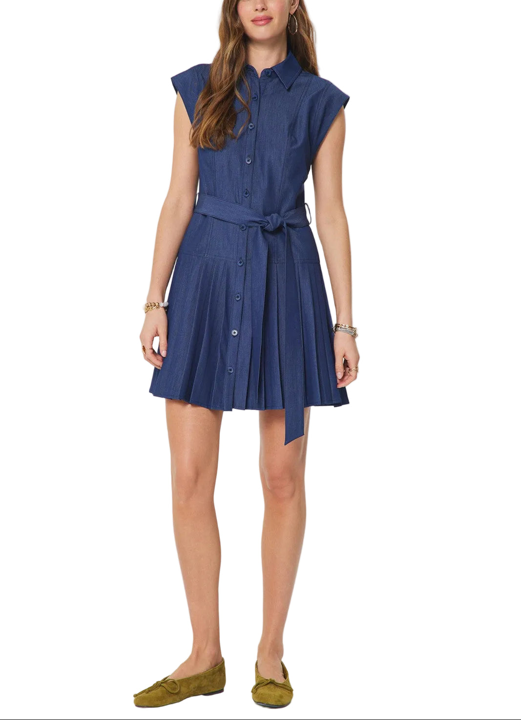 Angela Short Sleeve Denim Mini Dress Medium