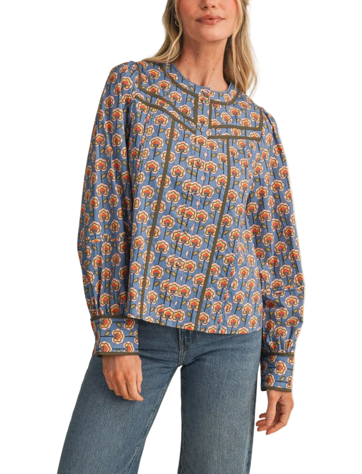 Floral Binding Trim Top