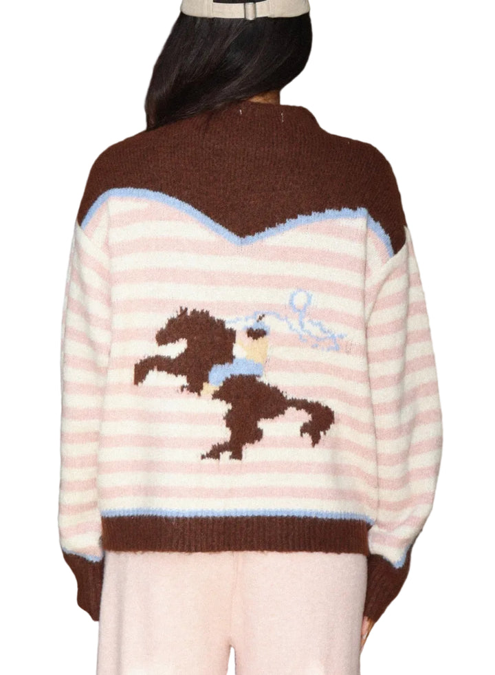 Western Striped Zip Up Sweater