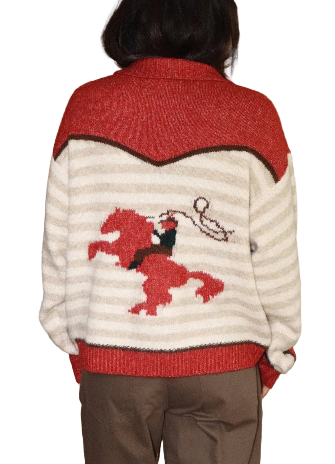 Western Striped Zip Up Sweater