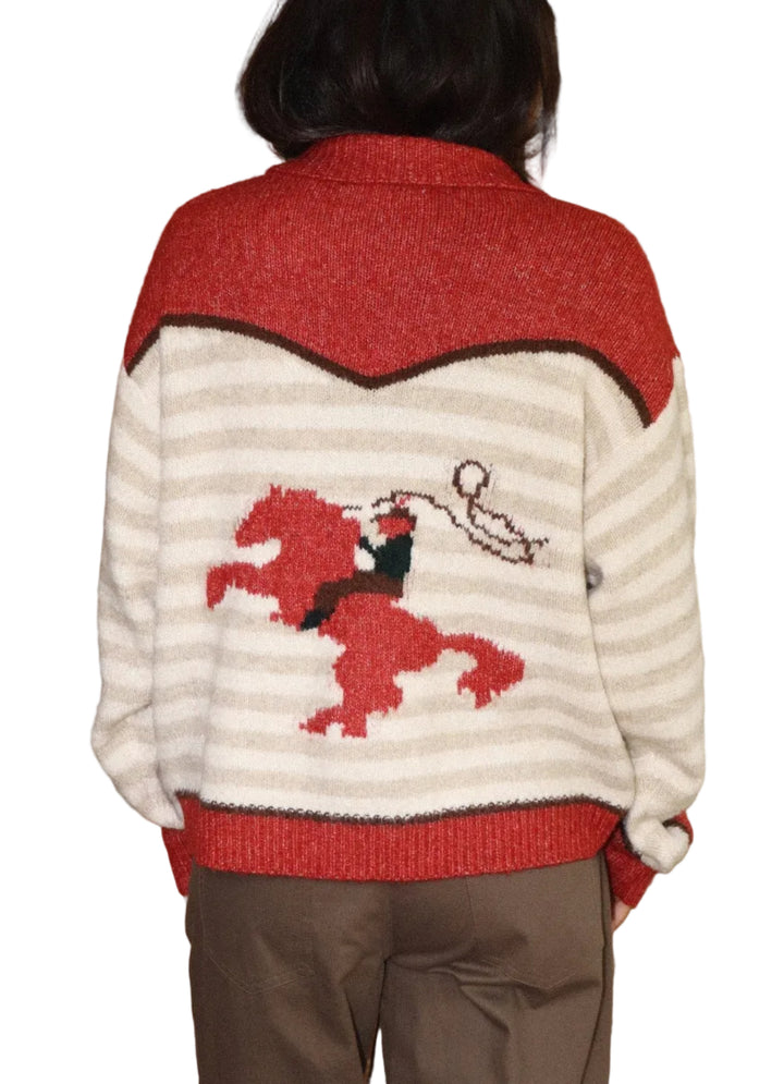 Western Striped Zip Up Sweater