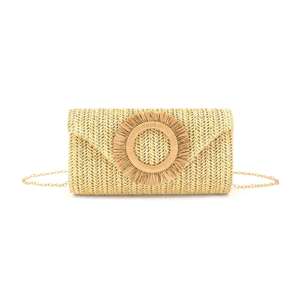 Solea Straw Clutch - Pickering Boxwood