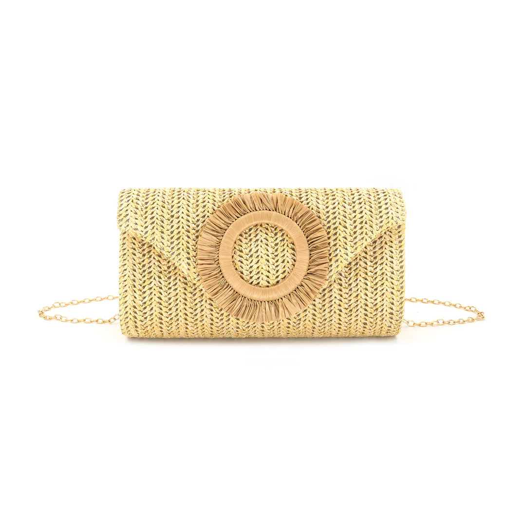Solea Straw Clutch - Pickering Boxwood